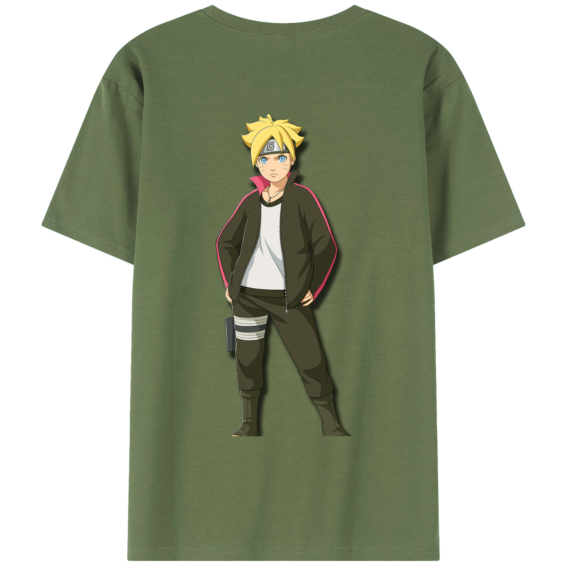 （画像用） NARUTO -ナルト- うずまき ボルト Uzumaki Boruto 綿100％ メンズ半袖Tシャツ（バックプリント） 通気性